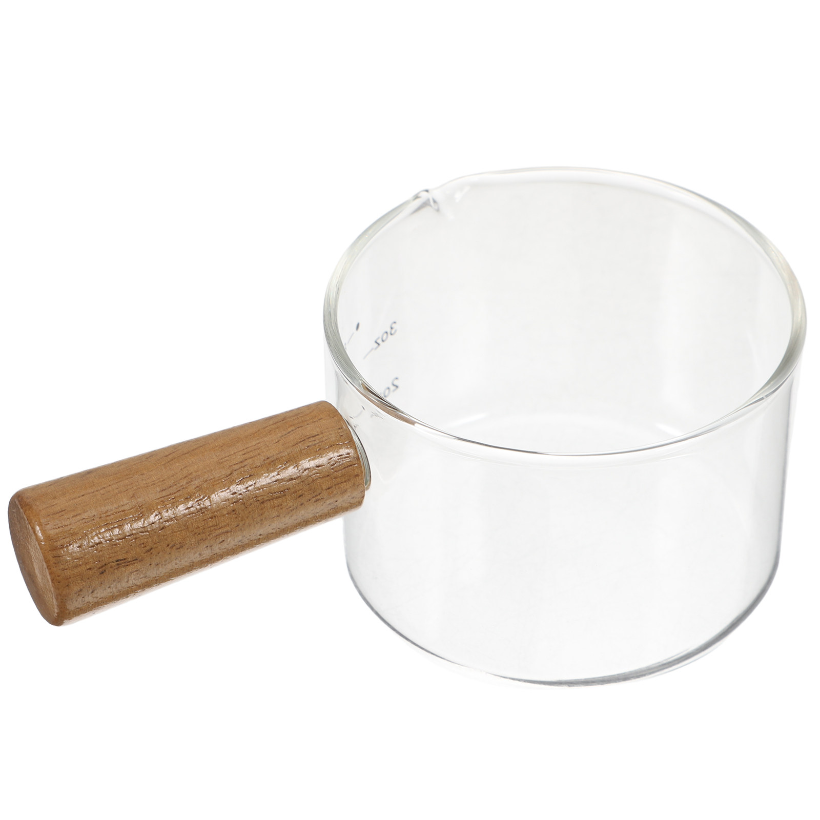 Milk Steaming Pitcher - Mini Glass Milk Pitcher Wooden Handle
