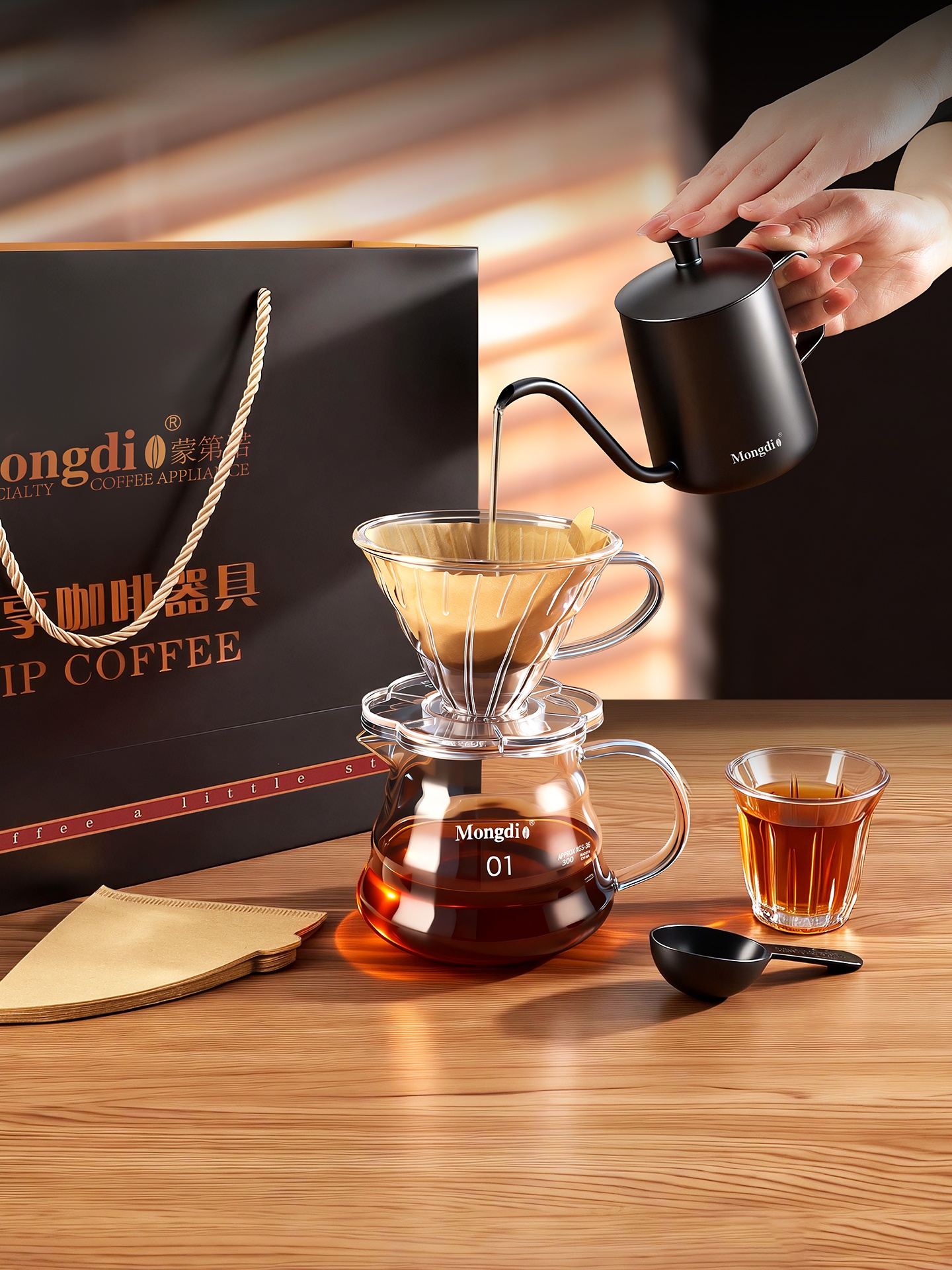 Hand-Poured Coffee Pot Set Gif – Coffee Equipment Gift Set recenzja i cena